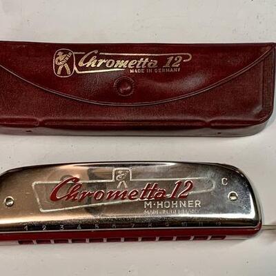 Vintage Hohner Chrometta 12 Harmonica with Case - Made in Germany