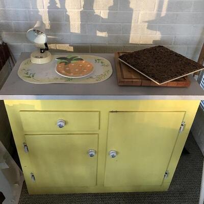 Handmade Island/Cabinet with contents shown - made to match the colors of the cushions of Wicker Furniture