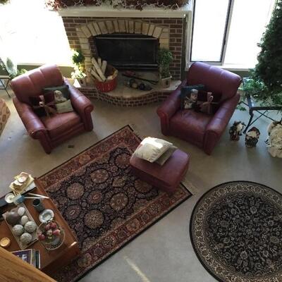 Yes, that is a Karastan carpet, and leather club chairs!