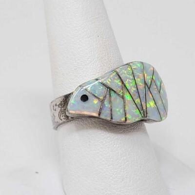 #220 â€¢ Sterling Silver Ring With Opal, weighs approx 8.3g
