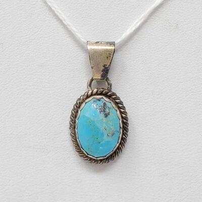 #226 â€¢ Sterling Silver Pendant With Turquoise Stone, 3.4g