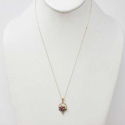 #106 â€¢ 14k Gold Necklace And 14k Gold Pendant With Diamonds, 2.2g