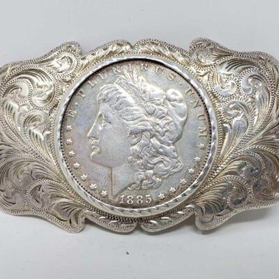 #280 • 1885 Philadelphia Mint Morgan Silver Dollar And Sterling Silver Belt Buckle