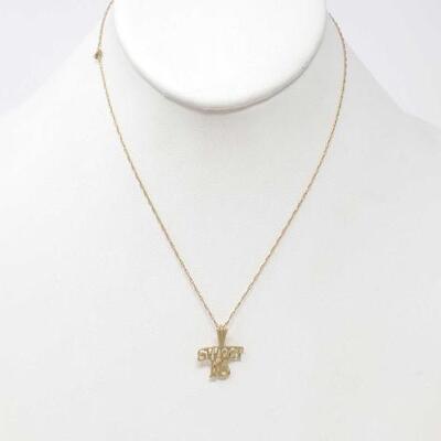 #102 â€¢ 14k Gold Necklace, weighs approximately 1.6g and measures 15