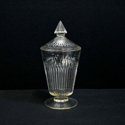 Compote Dish With Spire Lid - Clear Glass