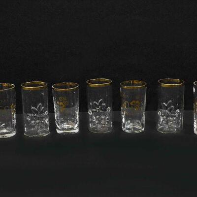 Shot Glasses - 7 with Gold Rims