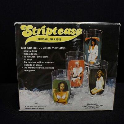 Striptease Highball Glasses In Original Box 1977