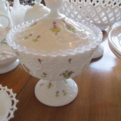 Antique Fenton "snow violet" compote
