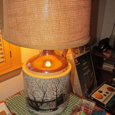 Covered bridge jug lamp