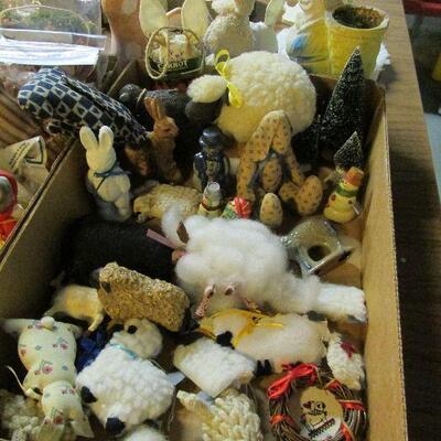 Dozens of folk art ornaments