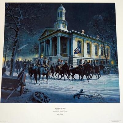 1047	MORT KUNSTLER LIMITED ED PRINT  SIGNED AND NUMBERED 758, *BRAVEST OF THE BRAVE*. 24 IN X 25 1/2  IN OVERALL
