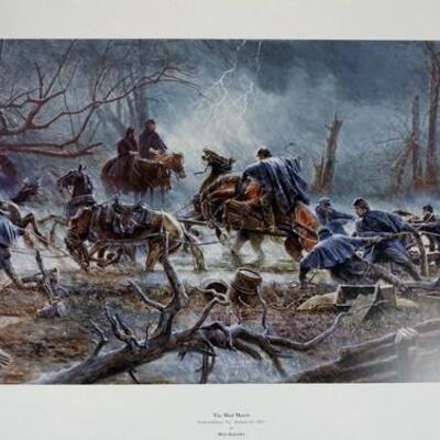 1014	MORT KUNSTLER LIMITED ED PRINT  SIGNED AND NUMBERED 195, *THE MUD MARCH*. 18 1/2 IN X 34 IN OVERALL
