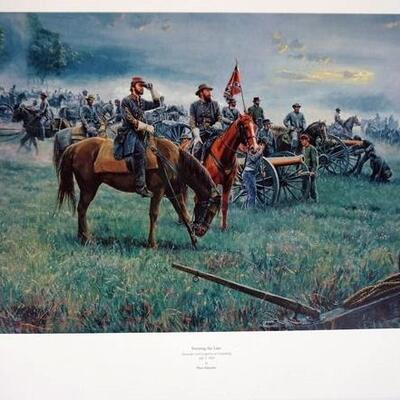 1051	MORT KUNSTLER LIMITED ED PRINT  SIGNED AND NUMBERED 677, *FORMING THE LINE*. 23 IN X 33 1/2  IN OVERALL
