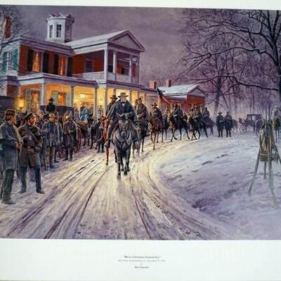 1062	MORT KUNSTLER LIMITED ED PRINT  SIGNED AND NUMBERED 58 , *MERRY CHRISTMAS GENERAL LEE*. 23 IN X 32  IN OVERALL
