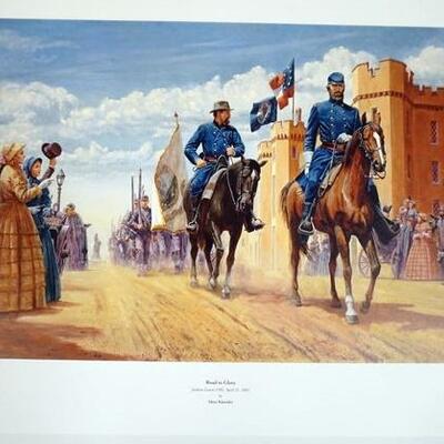 1049	MORT KUNSTLER LIMITED ED PRINT  SIGNED AND NUMBERED 995, *ROAD TO GLORY*. 20 1/2 IN X 33 1/2  IN OVERALL

