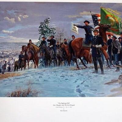 1046	MORT KUNSTLER LIMITED ED PRINT  SIGNED AND NUMBERED 375, *THE FIGHTING 69TH*. 21 1/2 IN X 34 1/4  IN OVERALL
