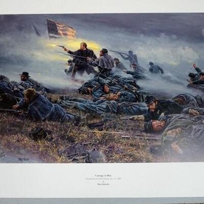 1054	MORT KUNSTLER LIMITED ED PRINT  SIGNED AND NUMBERED 782, *COURAGE IN BLUE*. 20 1/4 IN X 28  IN OVERALL
