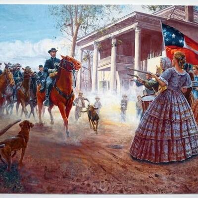 1090	MORT KUNSTLER LIMITED ED GICLEE ON CANVAS  SIGNED AND NUMBERED CG 25/50, *LAGRANGE VS. LAGRANGE*. 32 IN X 20 IN OVERALL
