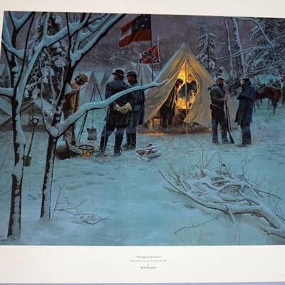 1032	MORT KUNSTLER LIMITED ED PRINT  SIGNED AND NUMBERED 451, *STRATEGY IN THE SNOW*. 24 1/4 IN X 29 1/2 IN OVERALL
