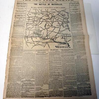 1109	CIVIL WAR NEWSPAPER, THE NEW YORK HERALD 1862, THE BATTLE OF MAYSVILLE
