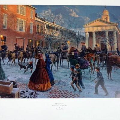 1052	MORT KUNSTLER LIMITED ED PRINT  SIGNED AND NUMBERED 1086, *AFTER THE SNOW*. 22 IN X 35  IN OVERALL
