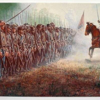 1093	MORT KUNSTLER LIMITED ED GICLEE ON CANVAS  SIGNED AND NUMBERED 46/150, *PICKETT'S CHARGE*. 30 IN X 45 1/4 IN, BY THE GREENWICH...