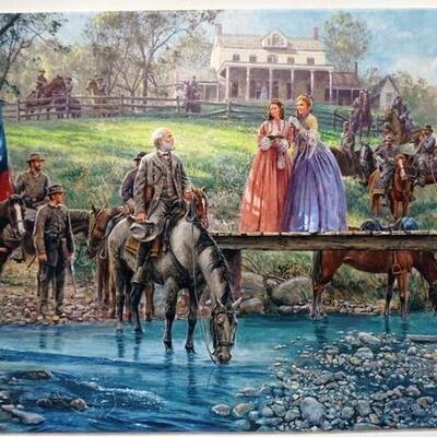 1061	MORT KUNSTLER LIMITED ED GICLEE ON CANVAS  SIGNED AND NUMBERED GC 45/50, *THE AUTOGRAPH SEEKERS OF BEL AIR*. 18 IN X 33 IN OVERALL
