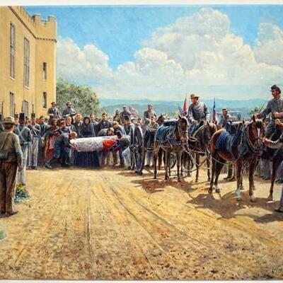 1086	MORT KUNSTLER LIMITED ED GICLEE ON CANVAS  SIGNED AND NUMBERED SGS 33/50, *LAST TRIBUTE OF RESPECT*. 28 IN X 16 IN OVERALL
