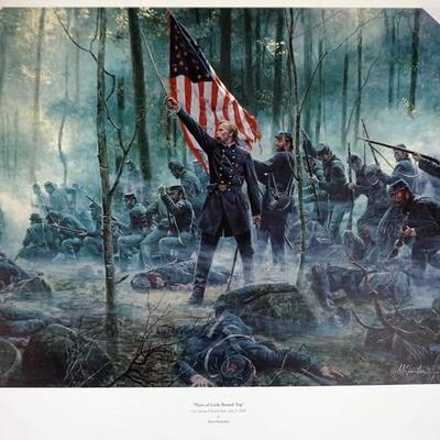 1008	MORT KUNSTLER LIMITED ED PRINT  SIGNED AND NUMBERED 682, *HERO OF LITTLE ROUND TOP*. 23 1/2 IN X 31 3/4 IN OVERALL
