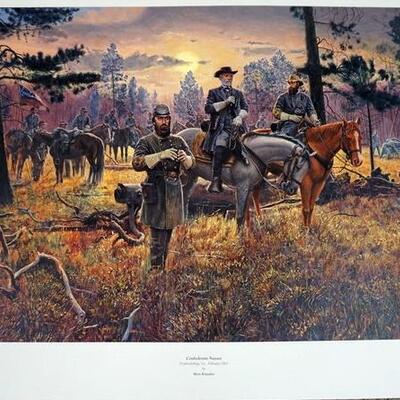 1063	MORT KUNSTLER LIMITED ED PRINT  SIGNED AND NUMBERED 451 , *CONFEDERATE SUNSET*. 24 IN X 32  IN OVERALL
