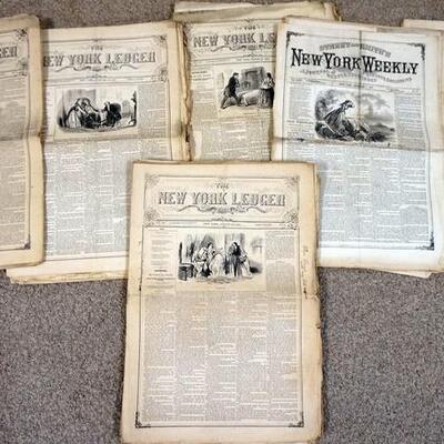 1108	GROUP OF APPROXIMATELY 45 NEW YORK LEDGER NEWSPAPERS FROM 1850'S AND 1860'S
