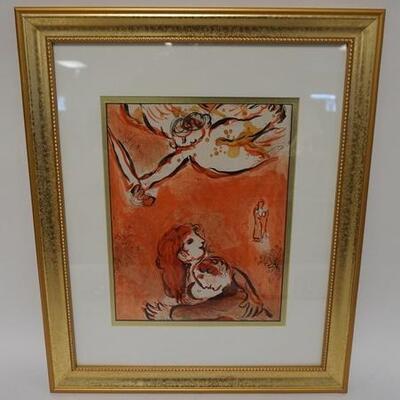1039	MARC CHAGALL *THE FACE OF ISRAEL* FRAMED ORIGINAL 1960 LITHO FROM THE DRAWINGS FOR THE BIBLE WITH COA

