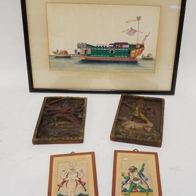 1223	5 PIECE ASIAN LOT, ARTWORK & 2 CARVED WOOD SCENES	25	50	10	PLEASE PAY ATTENTION FOR DAILY ADDITIONS TO THIS SALE. PARTIAL UPLOADS...