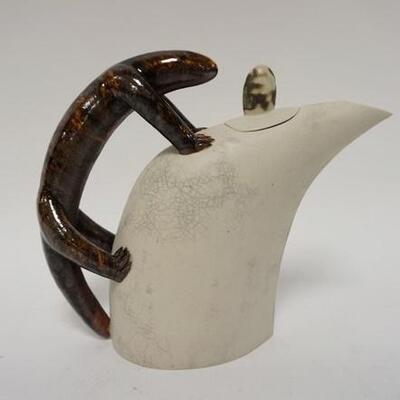1066	MODERN TEAPOT W/ANIMAL HANDLE, UNMARKED, 8 IN HIGH
