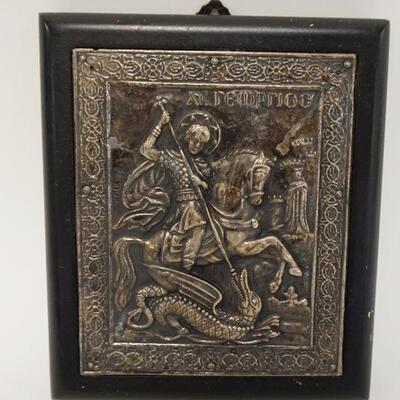1212	SILVER EMBOSSED PLAQUE ST GEORGE & THE DRAGON *REDEMPTION* MARKED 950 SILVER, 5 1/4 IN X 6 1/4 IN	50	100	25	PLEASE PAY ATTENTION FOR...