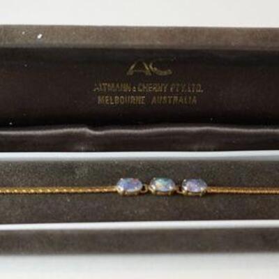 1249	BLUE OPAL 3 STONE BRACELET MARKED 9K, APPROXIMATELY 7 IN LONG. APPROXIMATELY 2.68 DWT.	50	100	25	PLEASE PAY ATTENTION FOR DAILY...