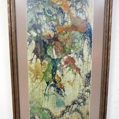 1038	PANG TSENG YING *MOUNTAIN IN THE MIST* 1916 FRAMED ARTWORK, MARKED ON BACK, WATERCOLOR, 22 1/2 IN X 42 1/2 IN OVERALL
