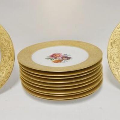 1058	ROYAL BAVARIAN HUTSCHENREUTHER SERVICE PLATES, LOT OF 12, 10 1/4 IN
