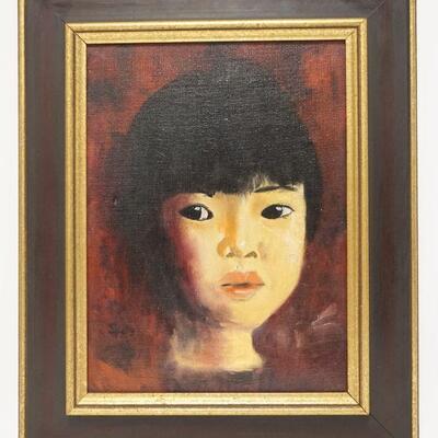 1142	OIL ON CANVAS OF CHILD SIGNED SPOTTS. 17 3/4 IN X 21 1/2 IN INCLUDING FRAME
