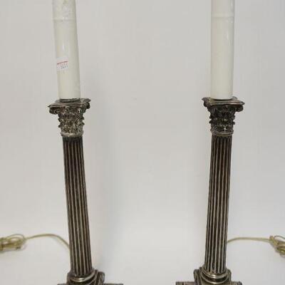 1215	PAIR OF SILVER PLATE TABLE LAMPS IN THE FORM OF CANDLE HOLDERS, 19 IN HIGH	50	100	25	PLEASE PAY ATTENTION FOR DAILY ADDITIONS TO...