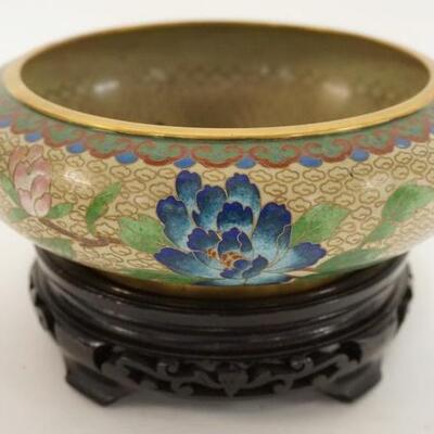 1096	CLOISONNE BOWL ON STAND, 8 1/4 IN WIDE X 3 IN HIGH
