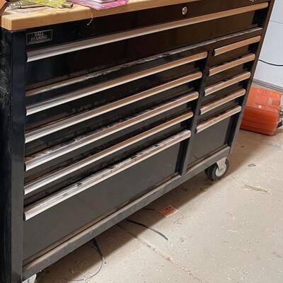 Large tool chest with wood top for work bench 