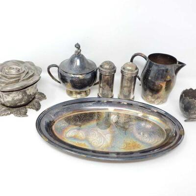 266	
Silver Plated Platter, Salt And Pepper Shakers, And More
Silver Plated Platter, Salt And Pepper Shakers, And More