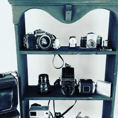 Huge collection of vintage cameras, lenses, bags