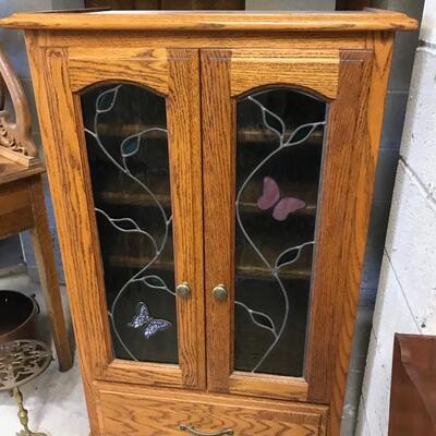 cabinet with stained glass doors $110
28 X 20 X 46
