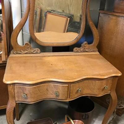 dressing table with mirror and curved drawers $220
36