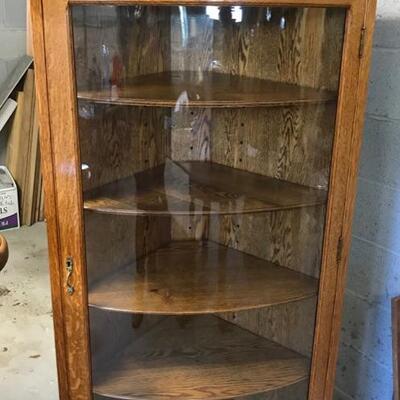 corner cupboard with bowed glass door $$239
31 X 16 X 65