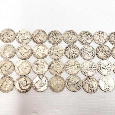 600	

Approx 21 Walking Liberty Half Dollars And 20 Franklin Half Dollars, 505g
Weighs Approx: 505g