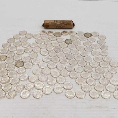 #610 â€¢ Approx 180 Silver Dimes. Weighs 460g