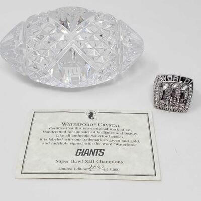 #3714 â€¢ NY Giants Waterford Crystal With COA And NY Giant Ring